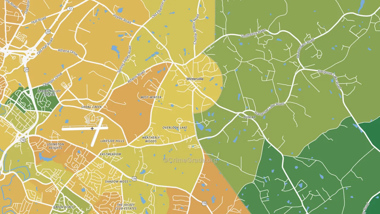 Winterville, GA Map of Murder Rates