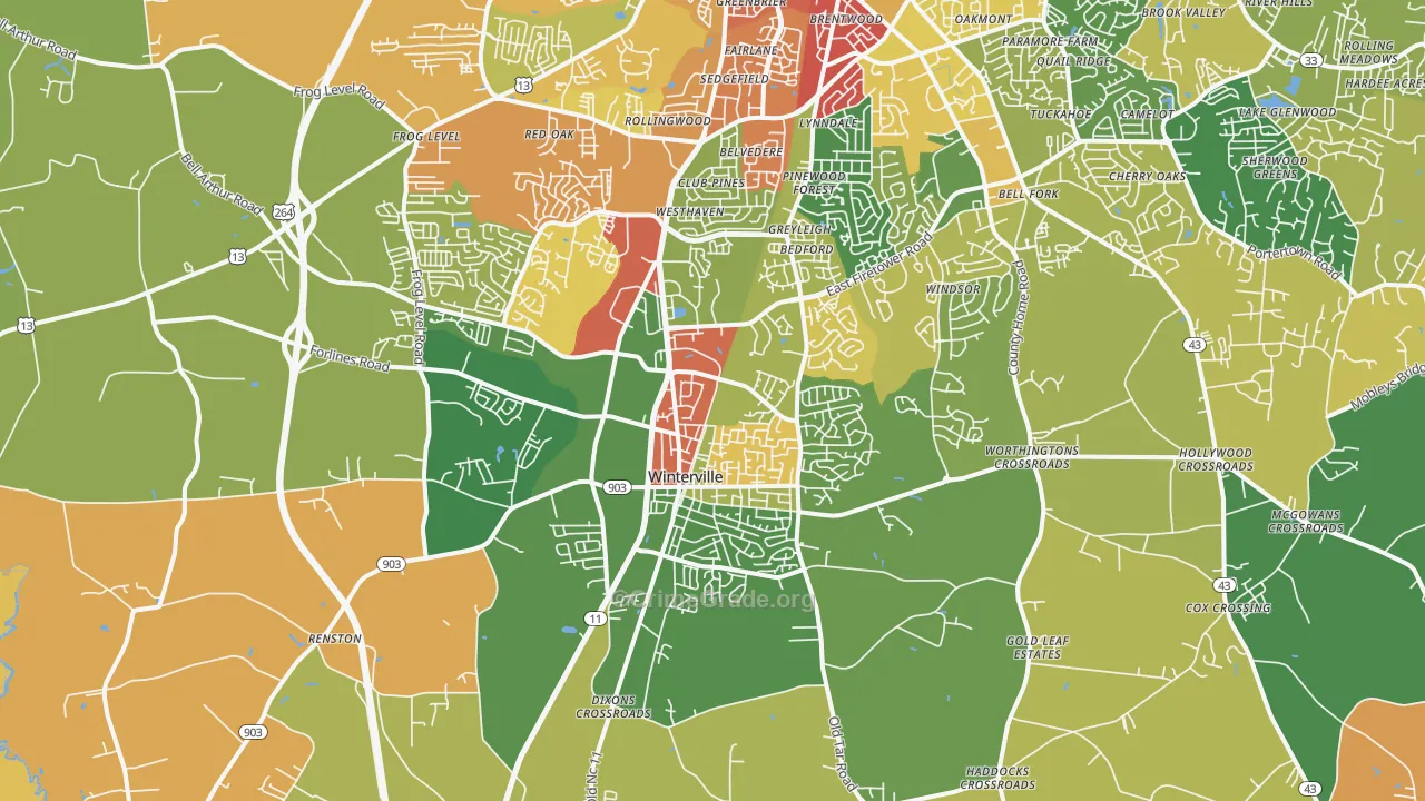 Winterville, NC Map of Murder Rates