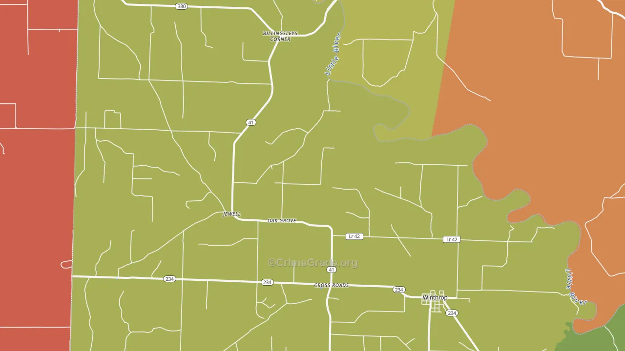 Winthrop, AR Map of Murder Rates