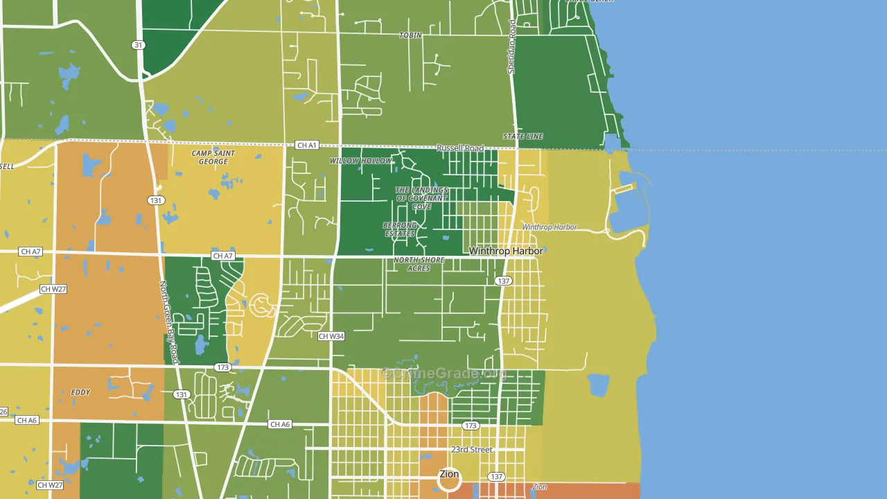 Winthrop Harbor, IL Map of Murder Rates