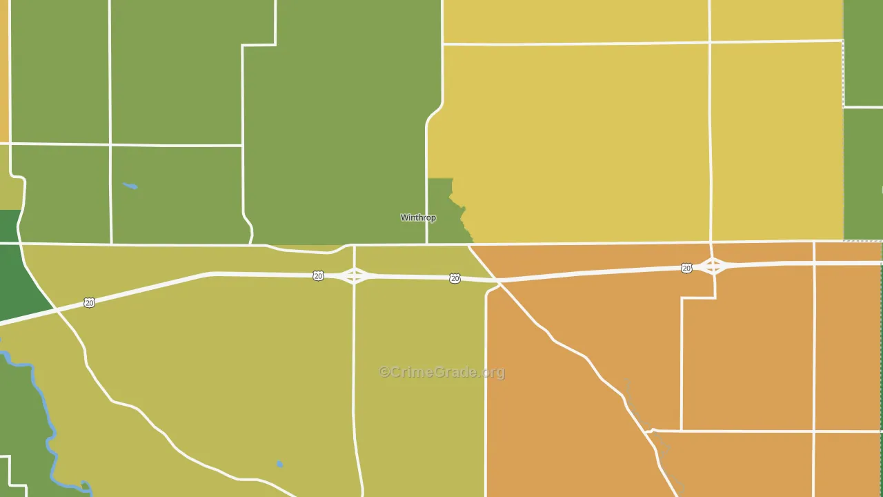 Winthrop, IA Map of Murder Rates