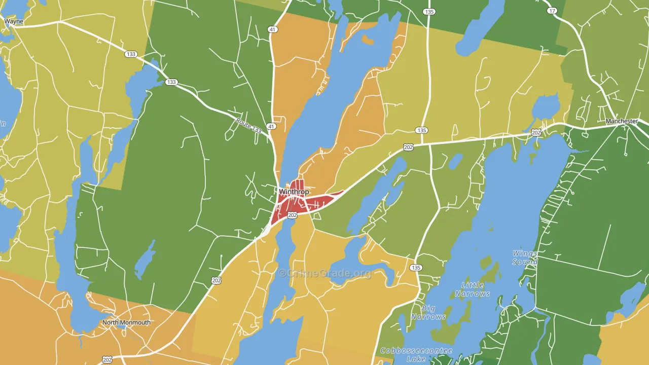 Winthrop, ME Map of Murder Rates