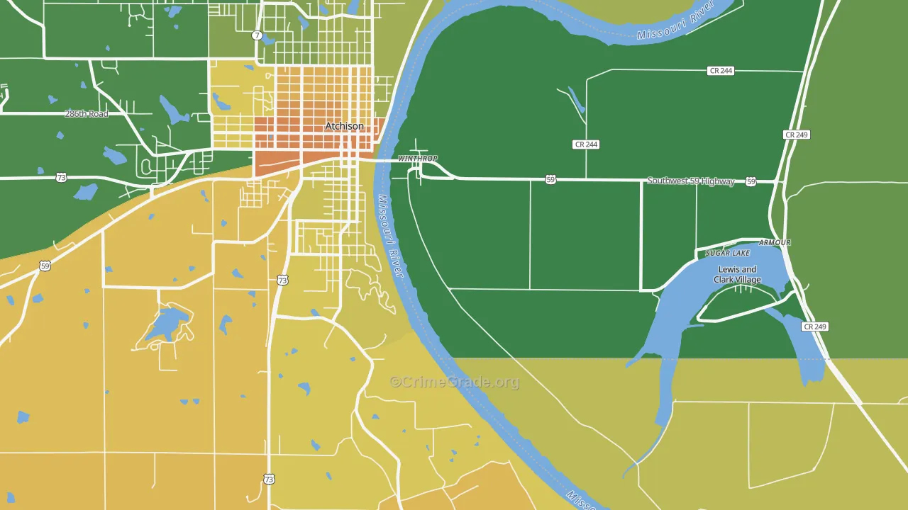 Winthrop, MO Map of Murder Rates