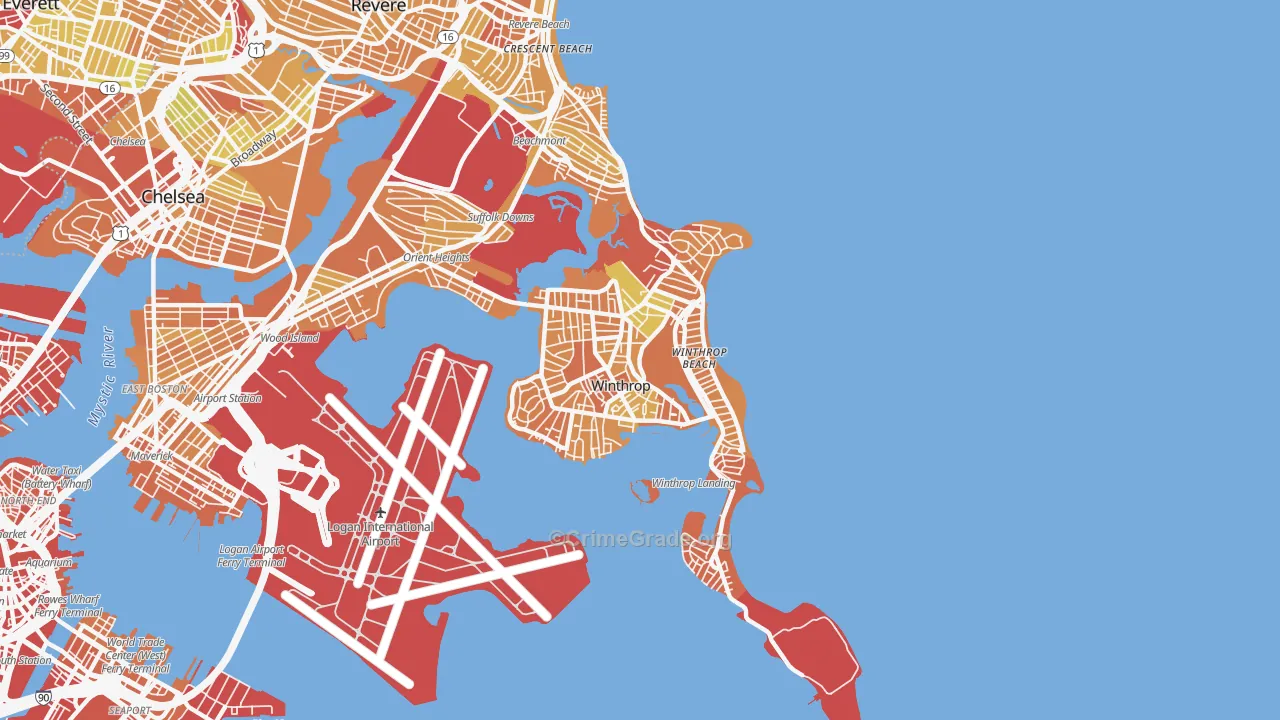 Winthrop Town, MA Map of Murder Rates