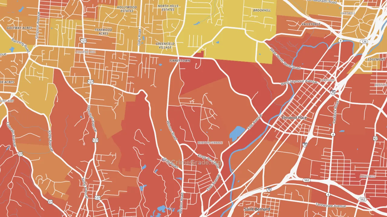 Winton Hills, Cincinnati, OH Map of Murder Rates