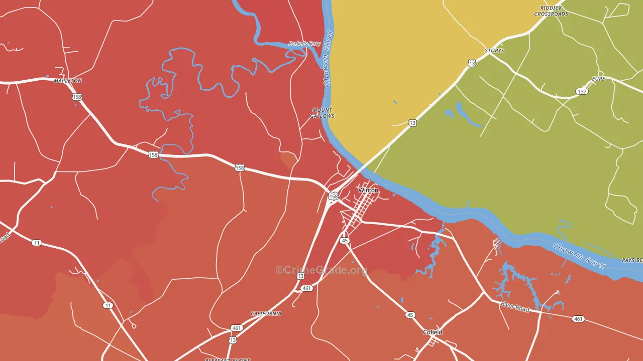 Winton, NC Map of Murder Rates