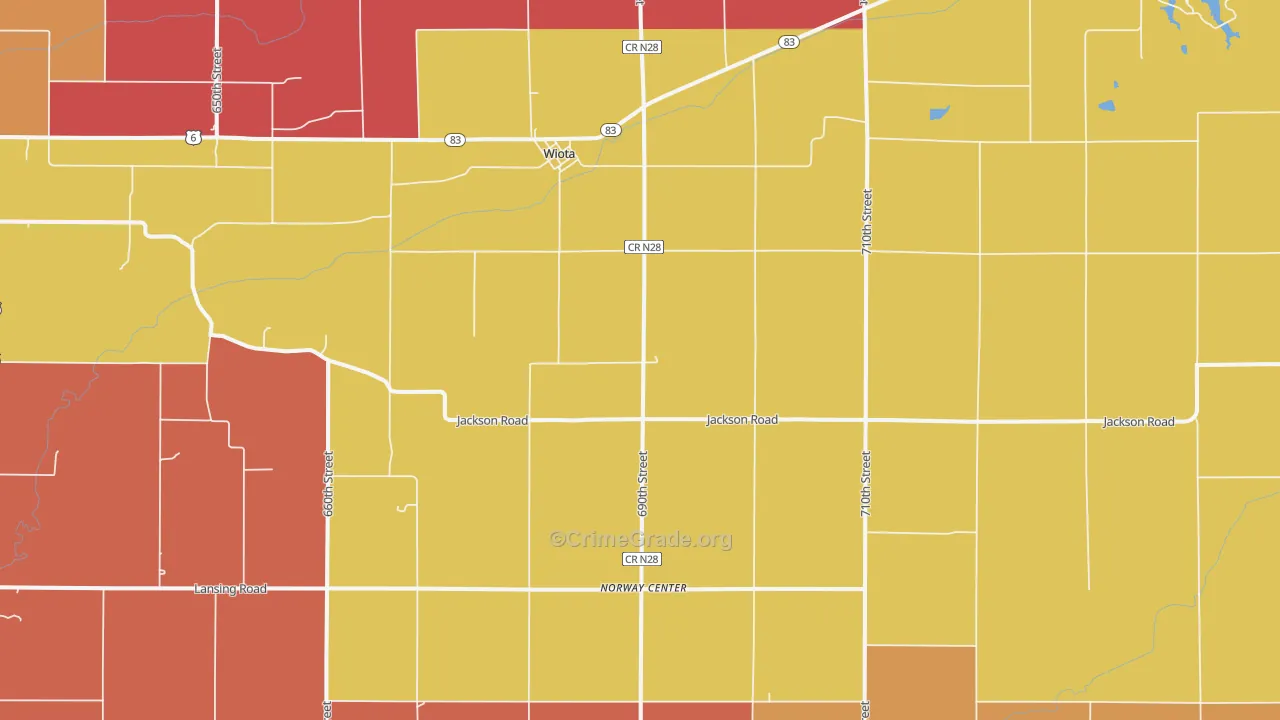 Wiota, IA Map of Murder Rates