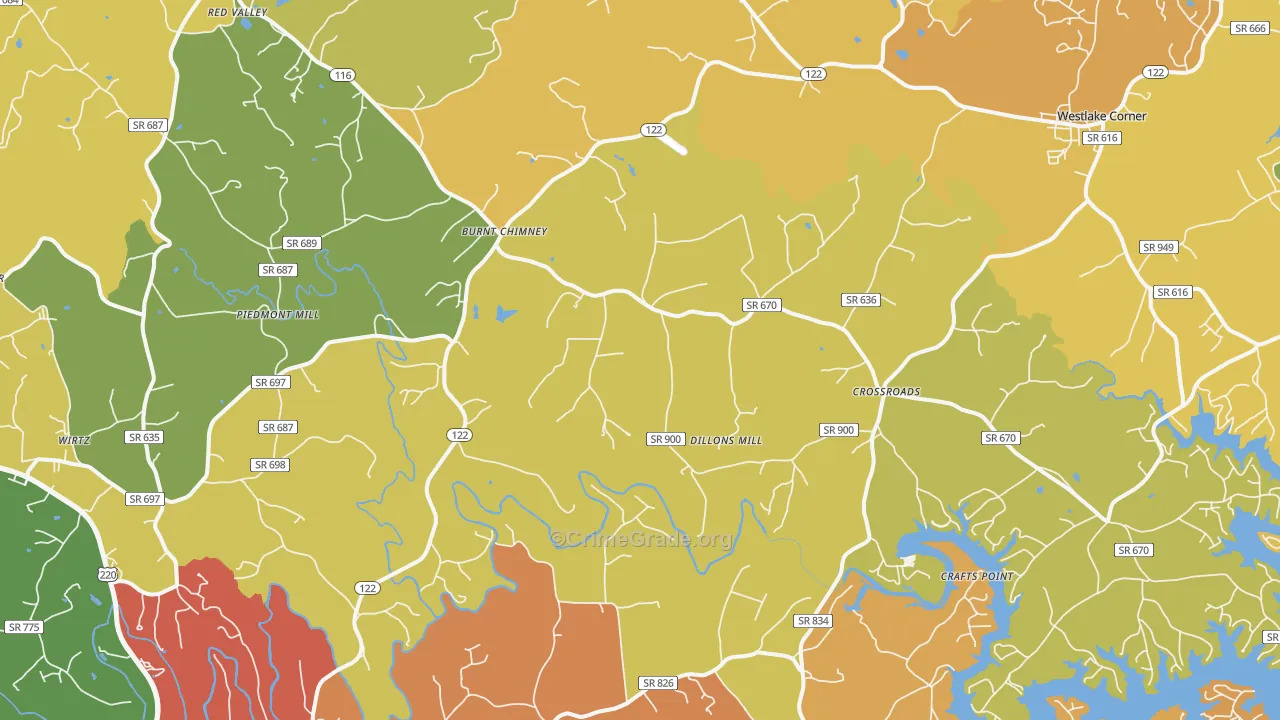 Wirtz, VA Map of Murder Rates