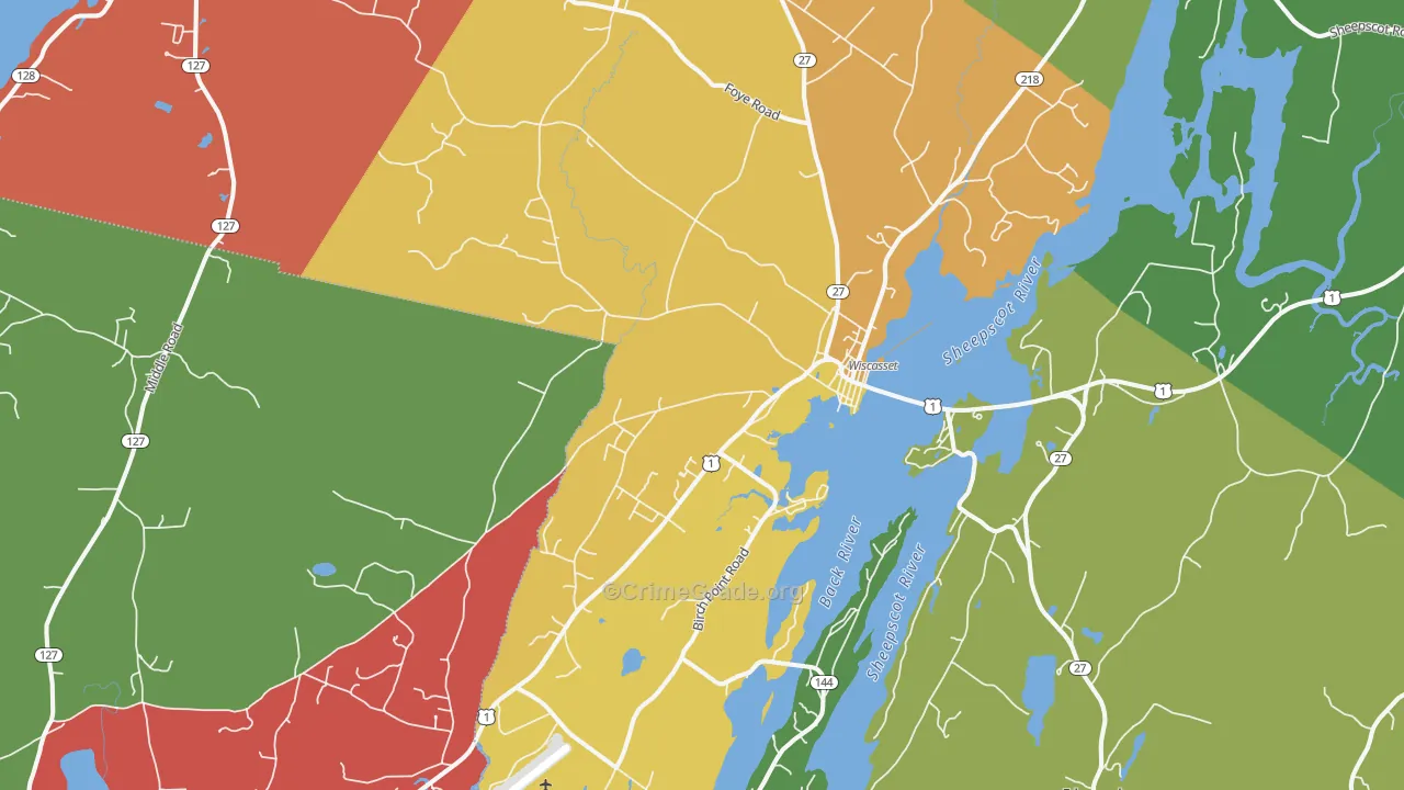 Wiscasset, ME Map of Murder Rates