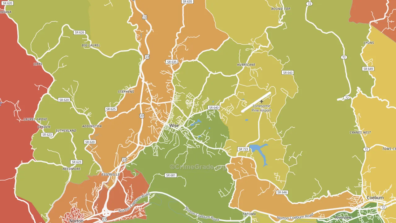Wise, VA Map of Murder Rates