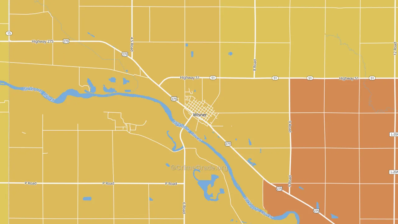 Wisner, NE Map of Murder Rates