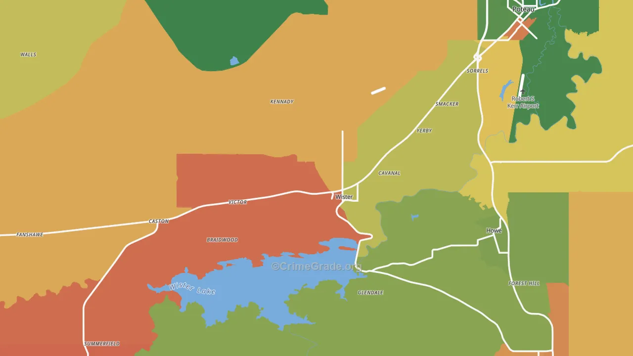 Wister, OK Map of Murder Rates
