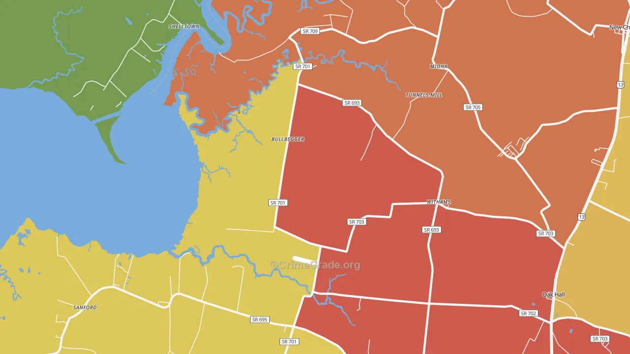 Withams, VA Map of Murder Rates