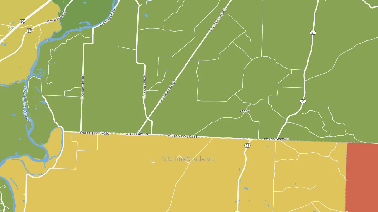 Witherspoon, AR Map of Murder Rates