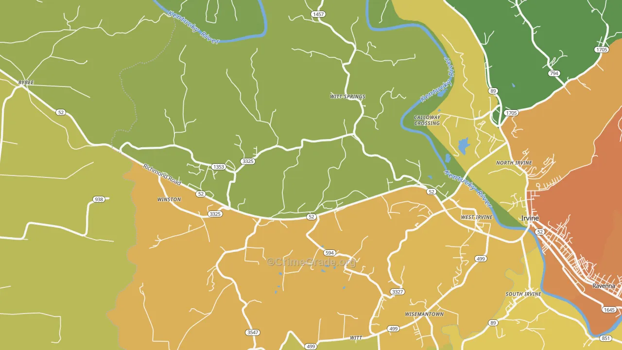 Witt Springs, KY Map of Murder Rates