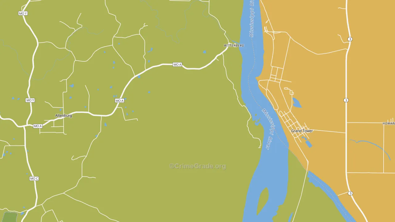 Wittenberg, MO Map of Murder Rates