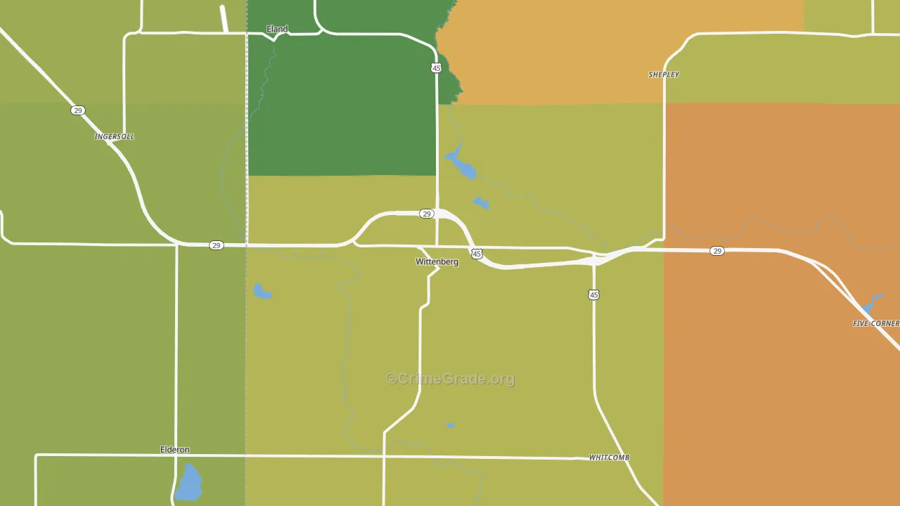 Wittenberg, WI Map of Murder Rates
