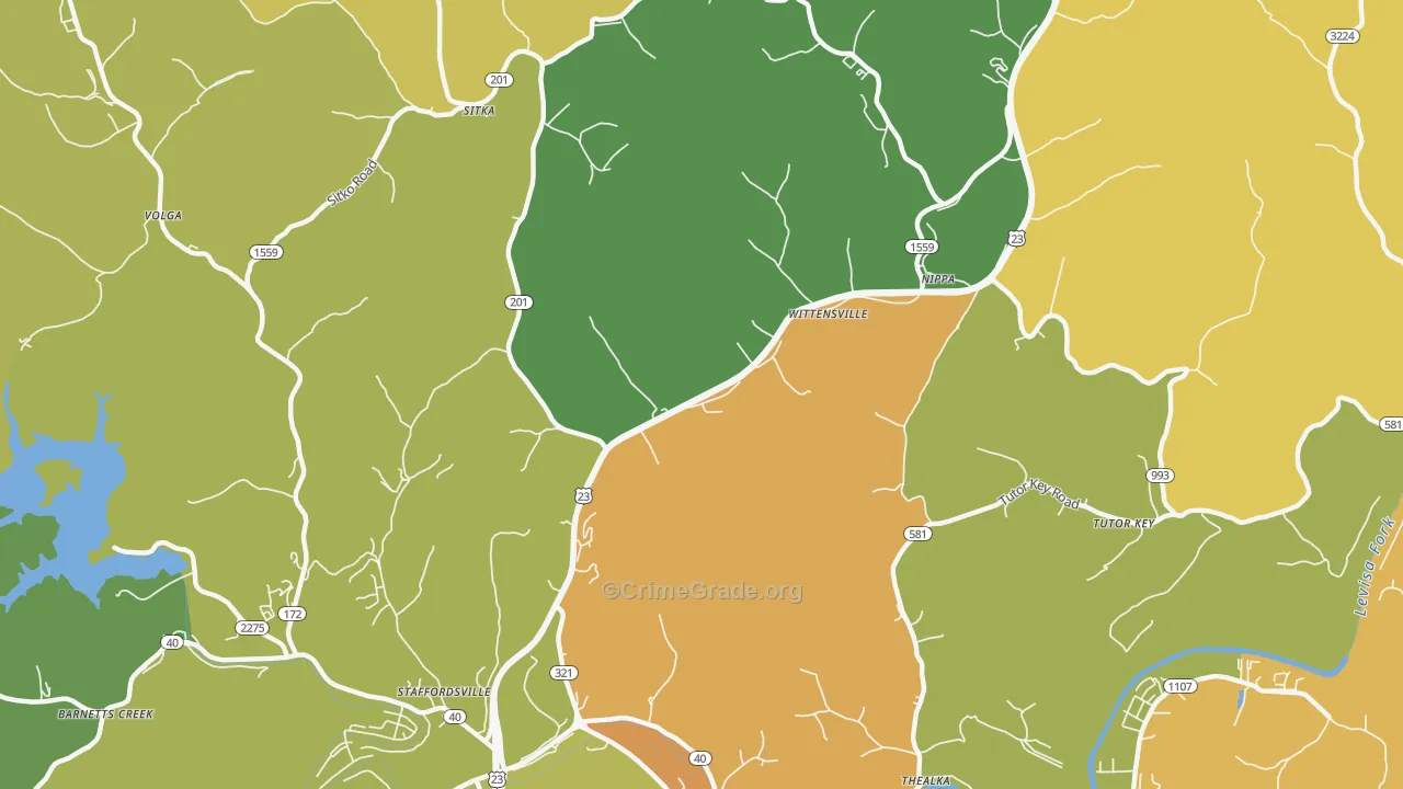 Wittensville, KY Map of Murder Rates
