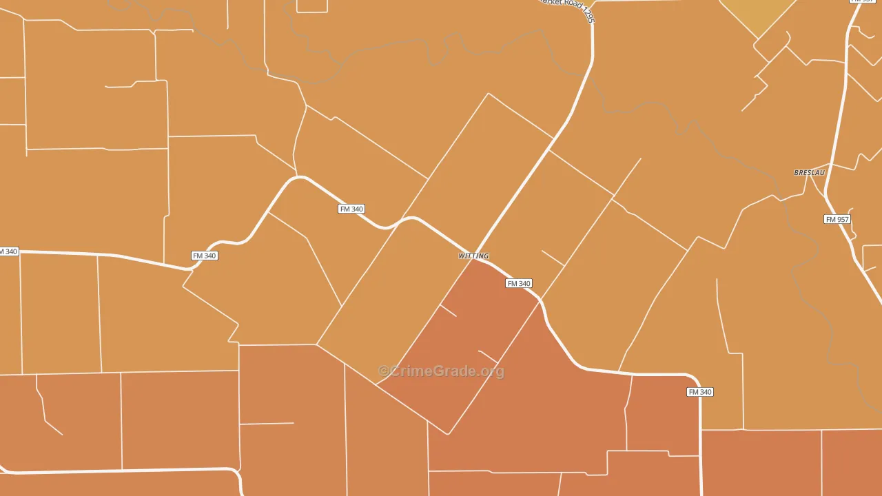 Witting, TX Map of Murder Rates