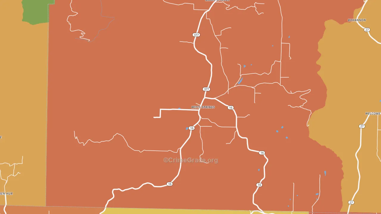Witts Springs, AR Map of Murder Rates