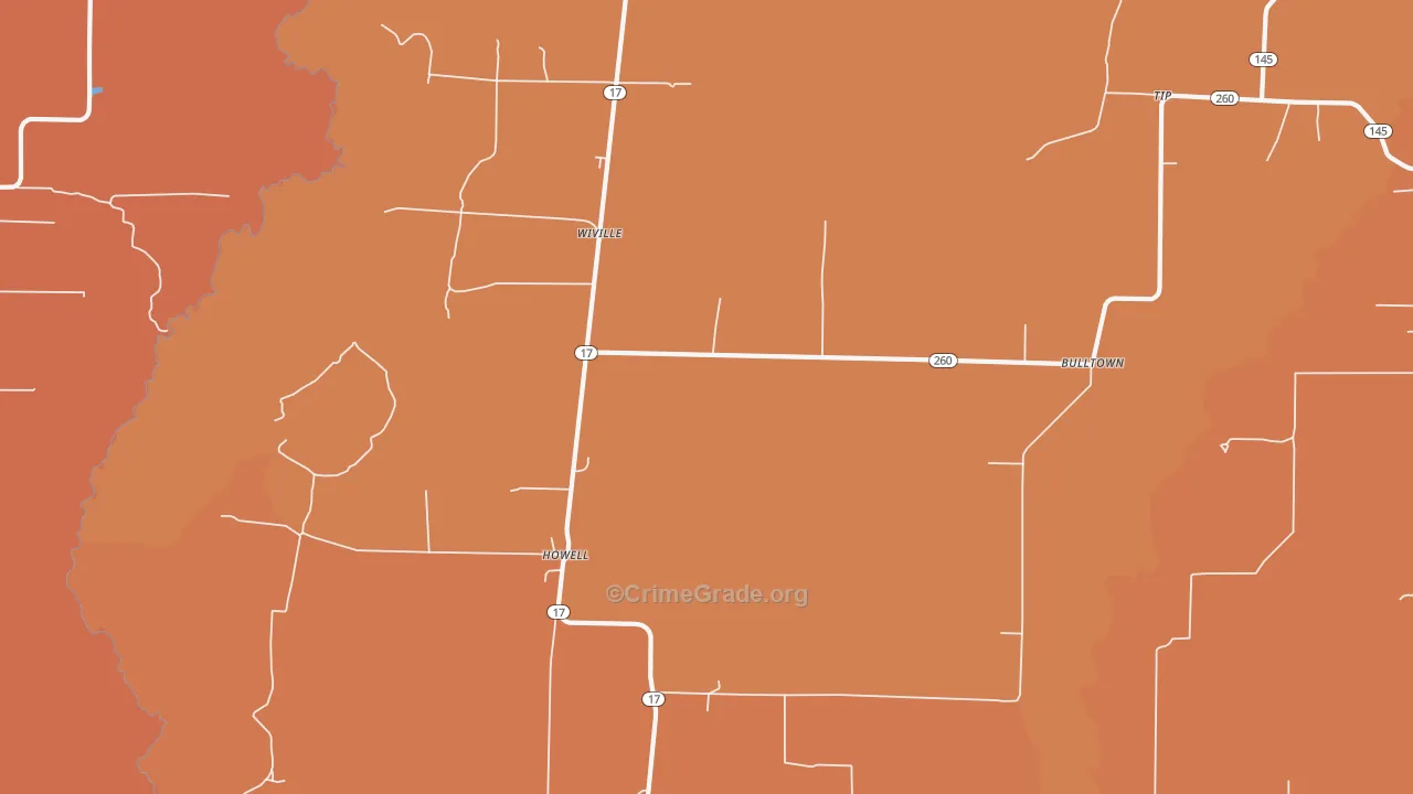 Wiville, AR Map of Murder Rates