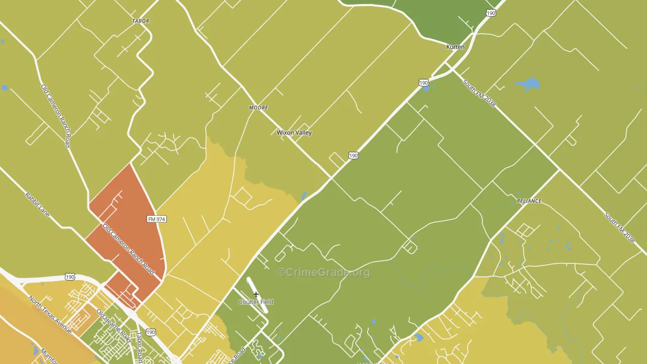 Wixon Valley, TX Map of Murder Rates