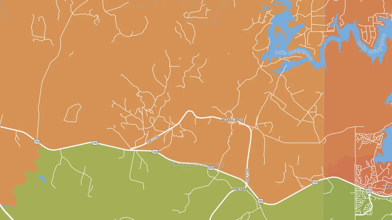 Wizard Wells, TX Map of Murder Rates