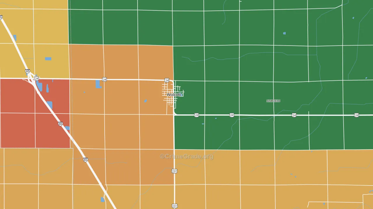 Wolcott, IN Map of Murder Rates