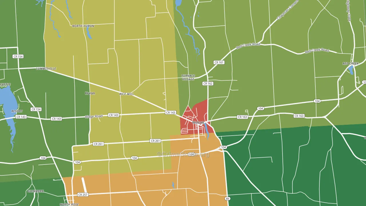 Wolcott, NY Map of Murder Rates