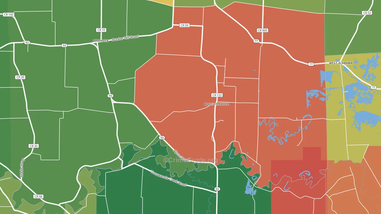 Wolcottsville, NY Map of Murder Rates