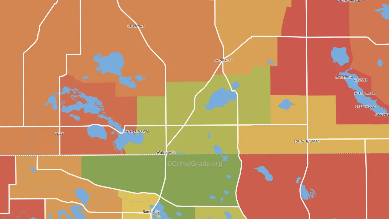 Wolcottville, IN Map of Murder Rates