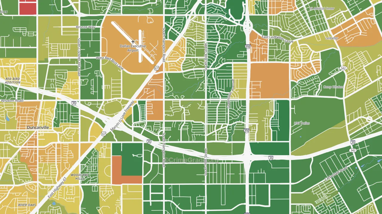 Wolf Creek, Dallas, TX Map of Murder Rates