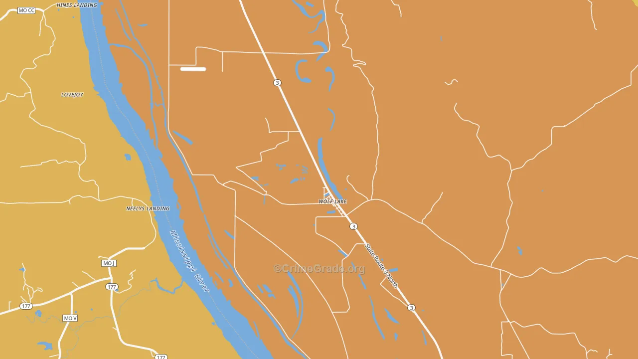 Wolf Lake, IL Map of Murder Rates