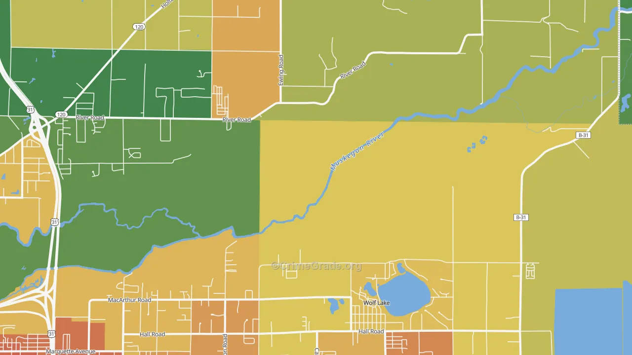 Wolf Lake, MI Map of Murder Rates
