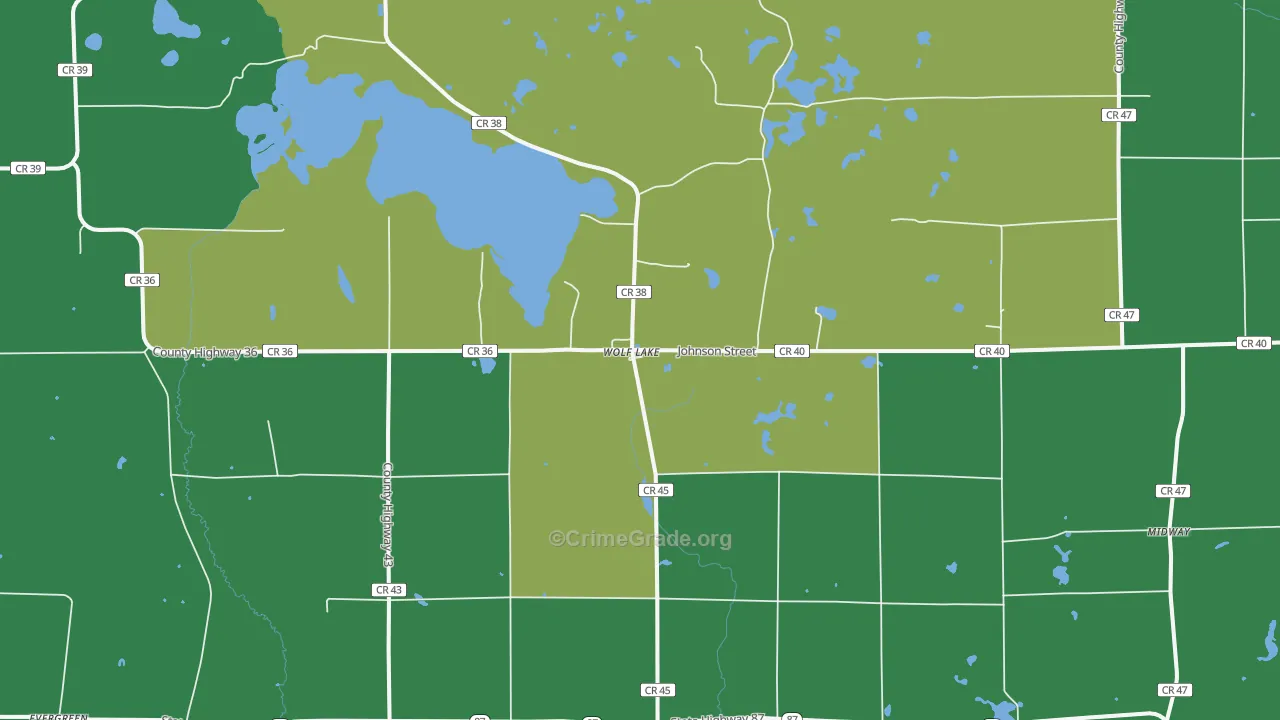 Wolf Lake, MN Map of Murder Rates