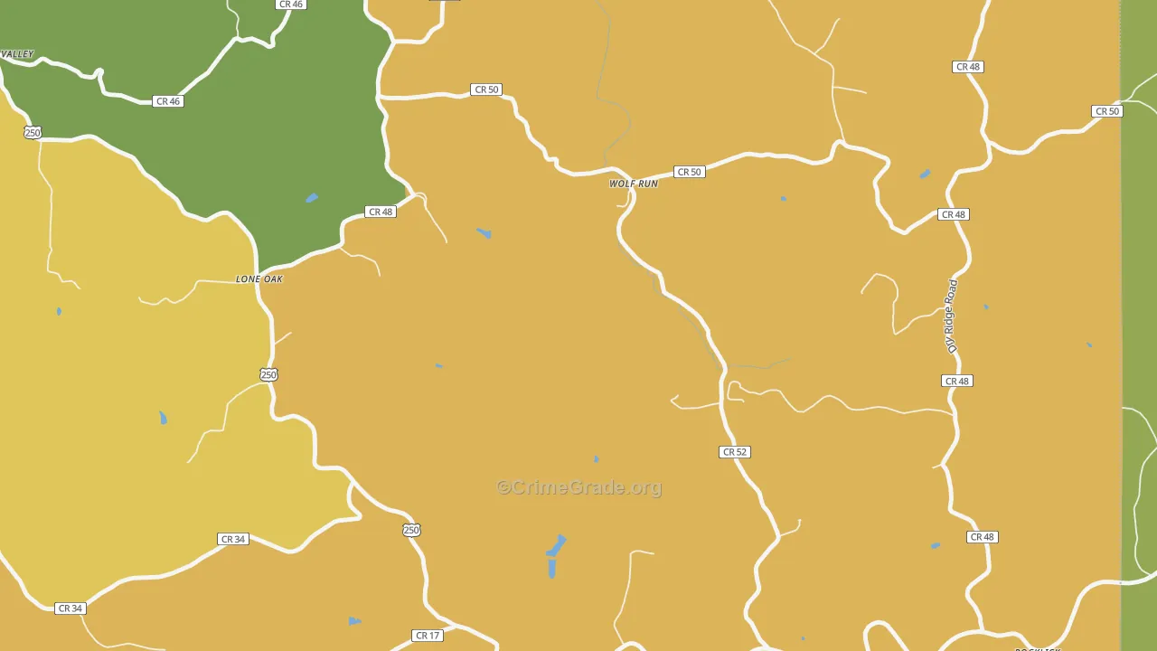 Wolf Run, WV Map of Murder Rates