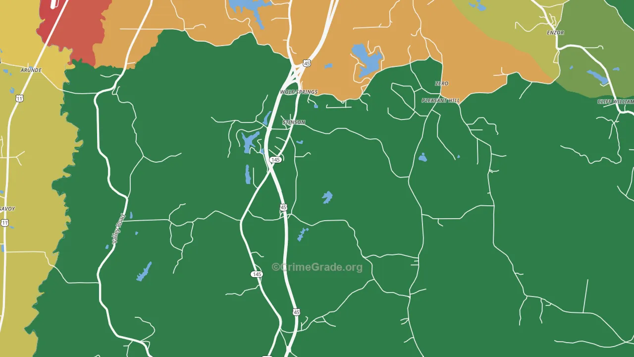 Wolf Springs, MS Map of Murder Rates