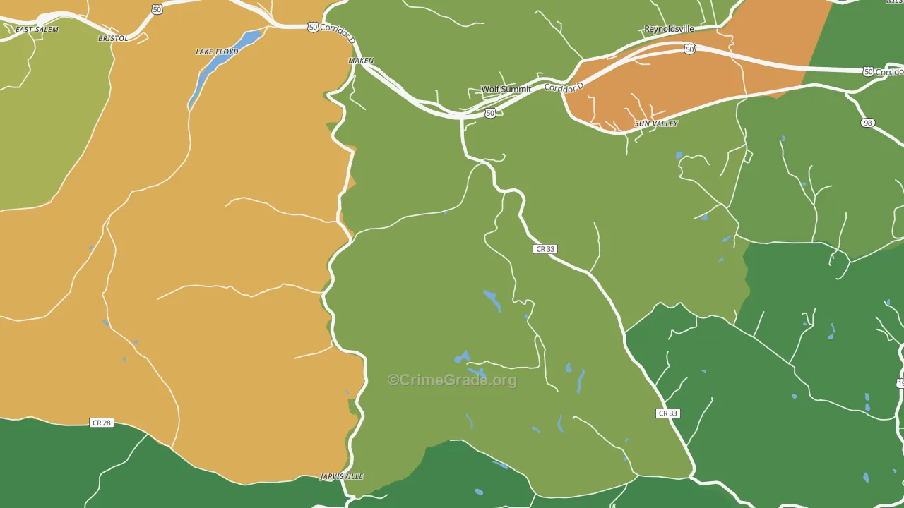 Wolf Summit, WV Map of Murder Rates