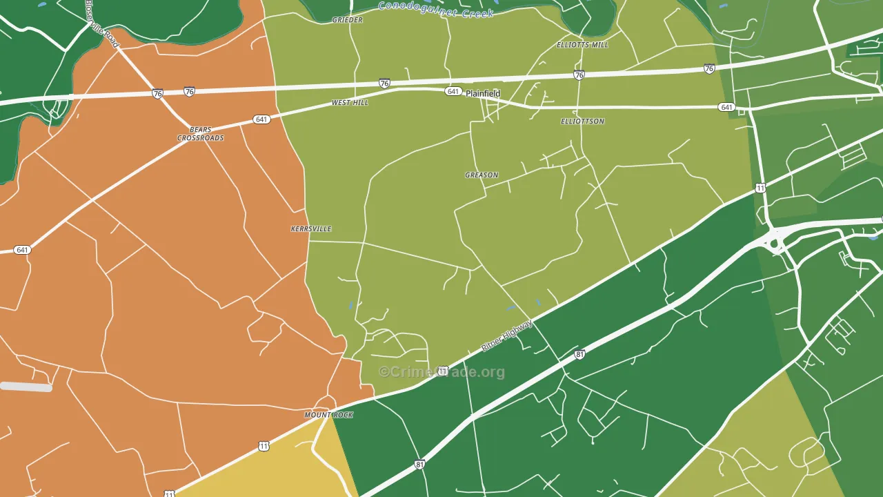Wolfs Crossroads, PA Map of Murder Rates