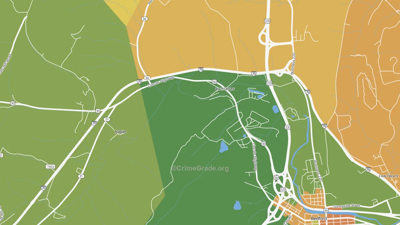 Wolfsburg, PA Map of Murder Rates