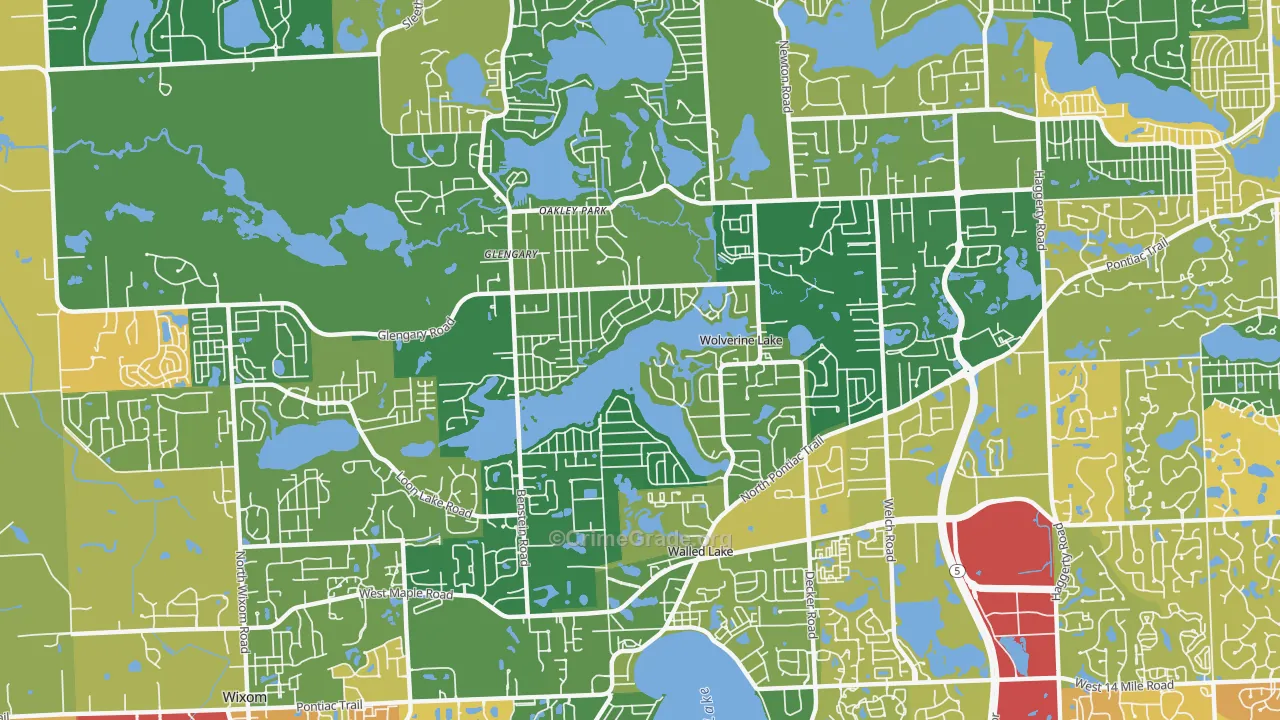 Wolverine Lake, MI Map of Murder Rates