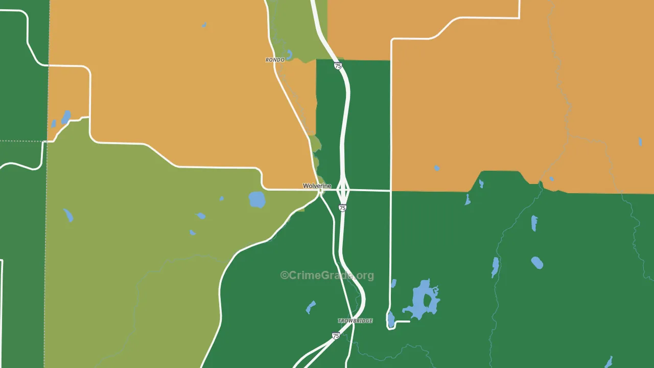 Wolverine, MI Map of Murder Rates