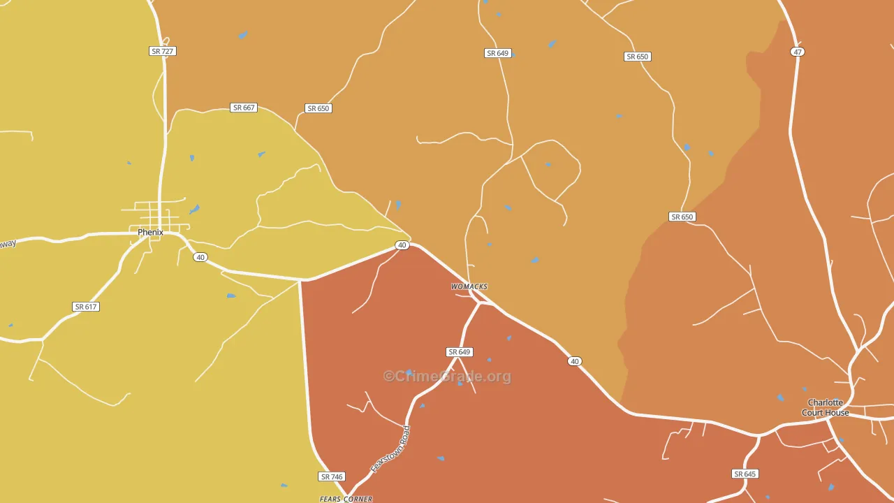 Womacks, VA Map of Murder Rates