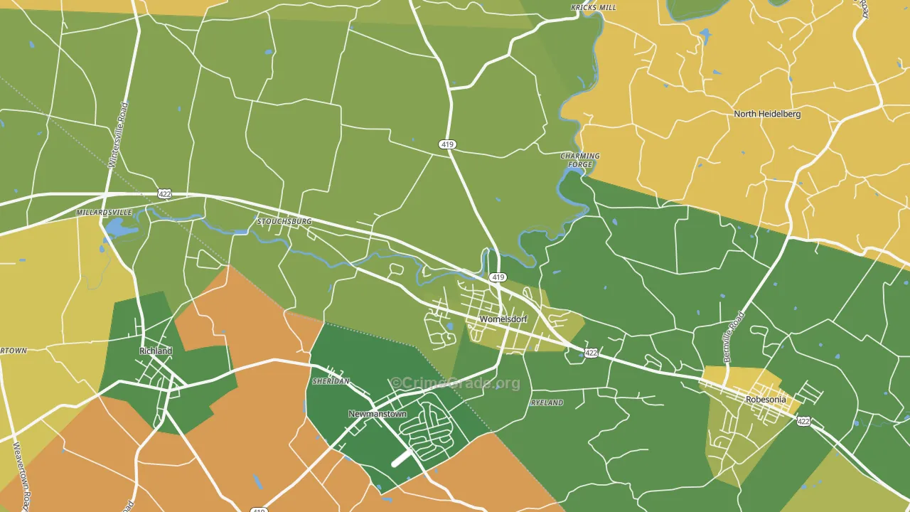 Womelsdorf, PA Map of Murder Rates