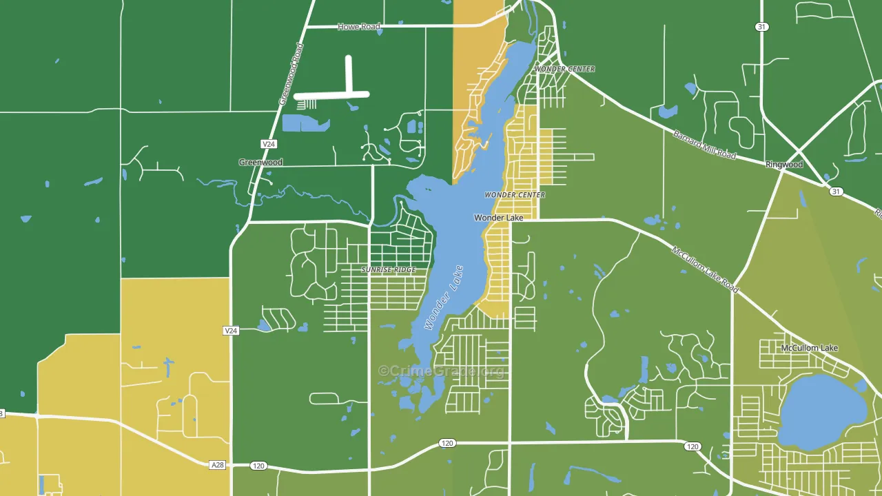Wonder Lake, IL Map of Murder Rates