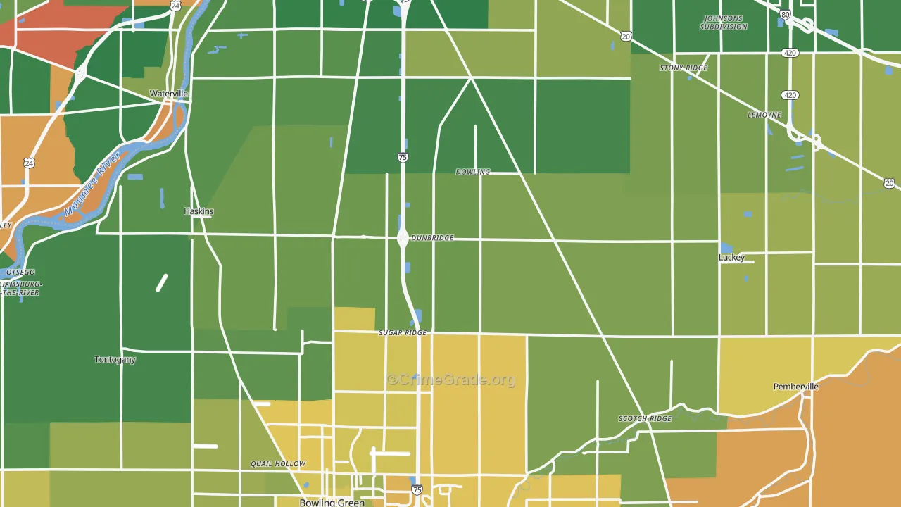 Wood County, OH Map of Murder Rates