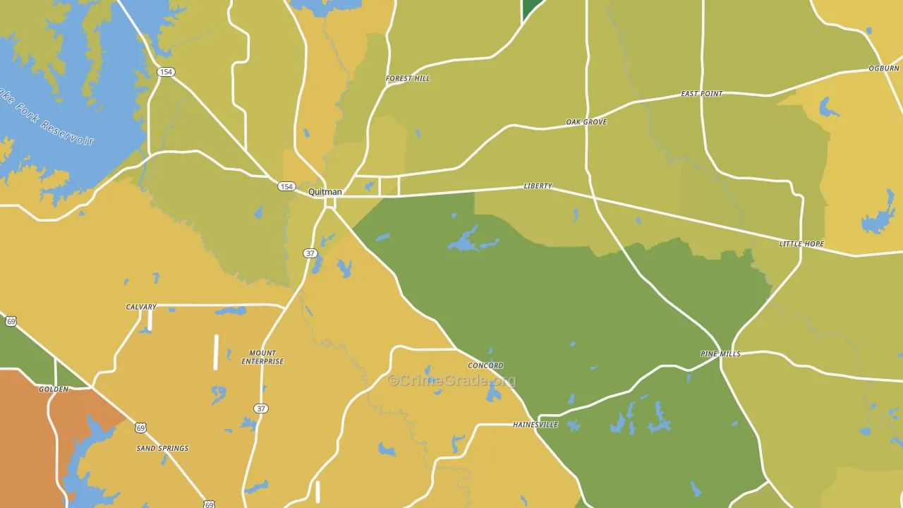 Wood County, TX Map of Murder Rates