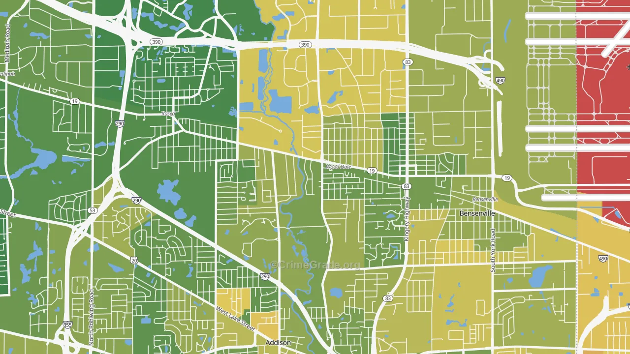 Wood Dale, IL Map of Murder Rates