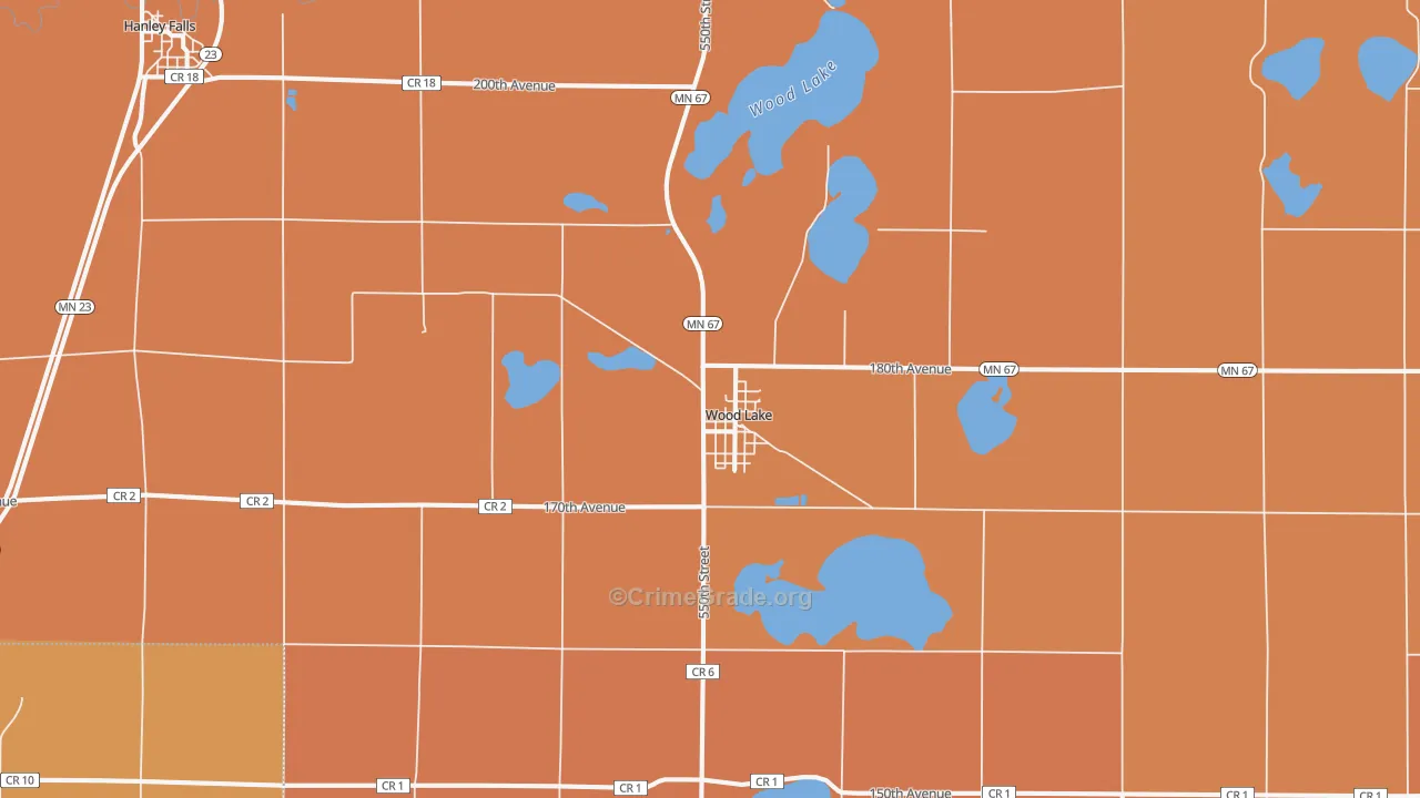Wood Lake, MN Map of Murder Rates