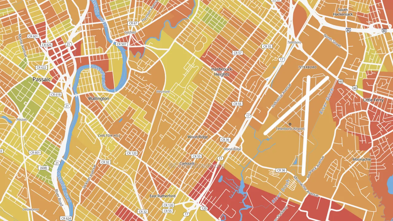 Wood-Ridge, NJ Map of Murder Rates